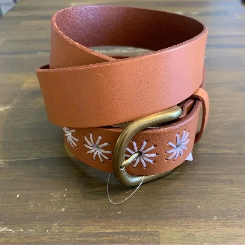 American Eagle Belt Accent Embroidery Faux Leather Western Boho M/L